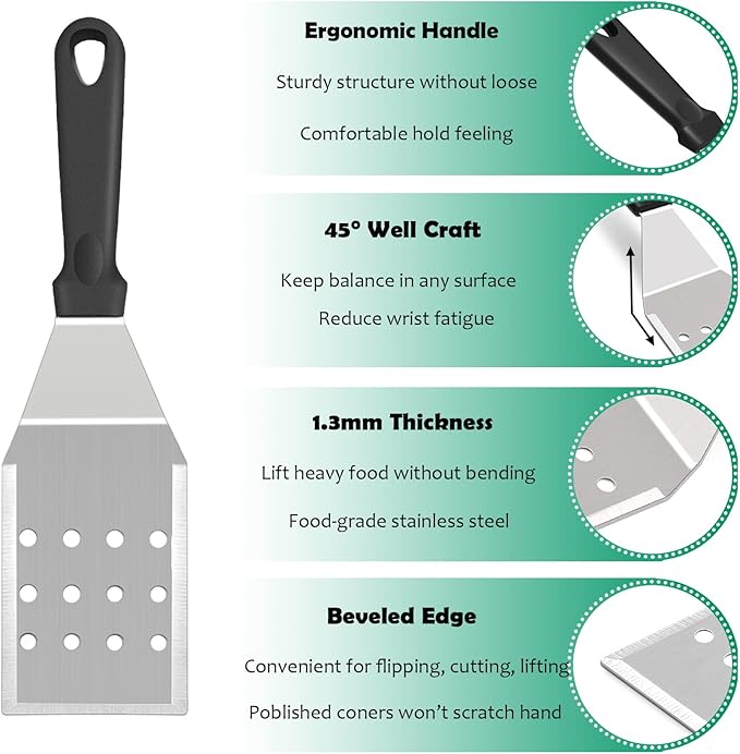 Griddle Accessories Kit of 20, HaSteeL Heavy Duty Metal Spatula Set, Stainless Steel Teppanyaki Tools for Flat Top, Barbecue Grilling Indoor & Outdoor, Melting Dome, Burger Turner, Dishwasher Safe