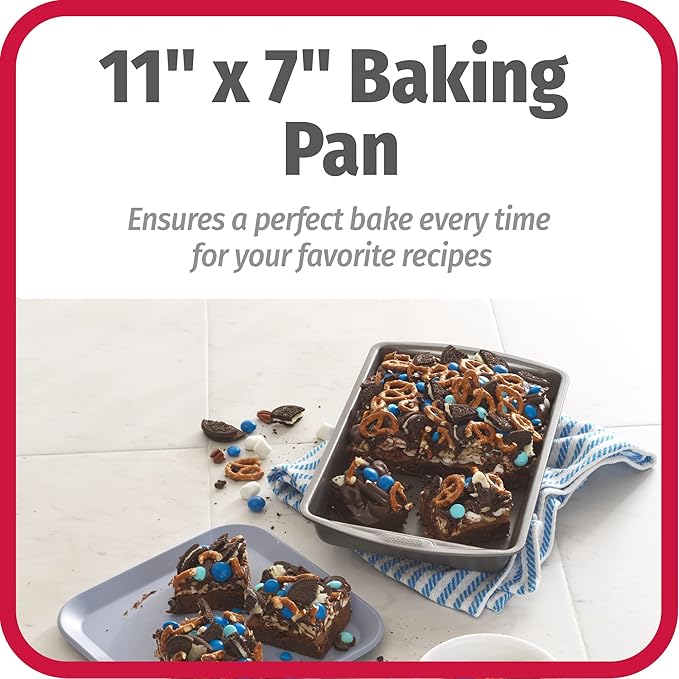 Good Cook Everyday Baking Pan with Scratch-Resistant Metal-Utensil Safe Nonstick, 7 x 11-Inch, Gray