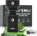 Hemli 16 oz Pour Over Camping Coffee Maker Set– Vacuum Insulated Mug with Leakproof Lid, Stainless Steel Micro Filter, Portable Coffee Maker for Camping, Travel & Outdoor Adventures