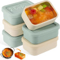 Teenyyou 6 Packs 2 Cup Silicone Soup Freezer Molds with Lid Silicone Soup Freezer Trays Rectangle Reusable Food Preserving Tray Freezing Sauces Stews(Sage Green, Beige)