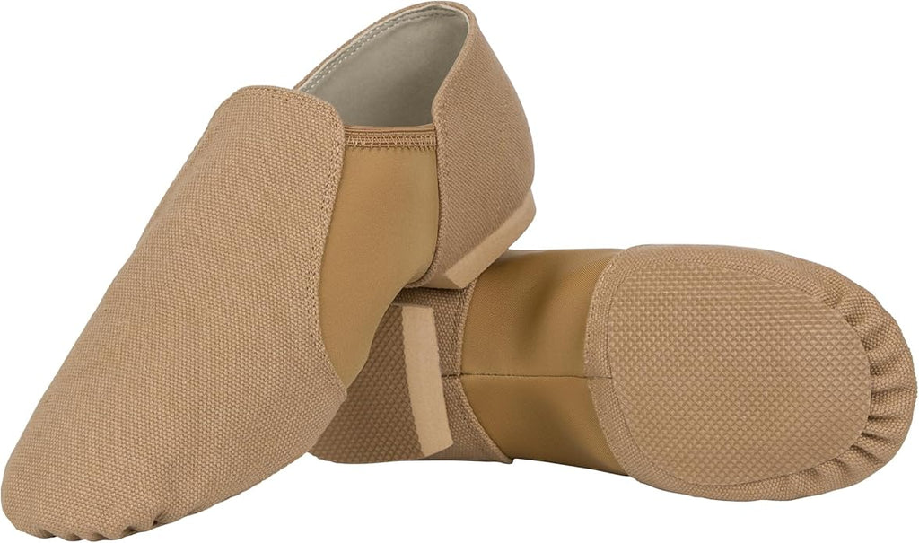 Linodes Unisex 09 Canvas Upper Slip-on Jazz Shoe for Women and Men's Dance Shoes-Brown 6M