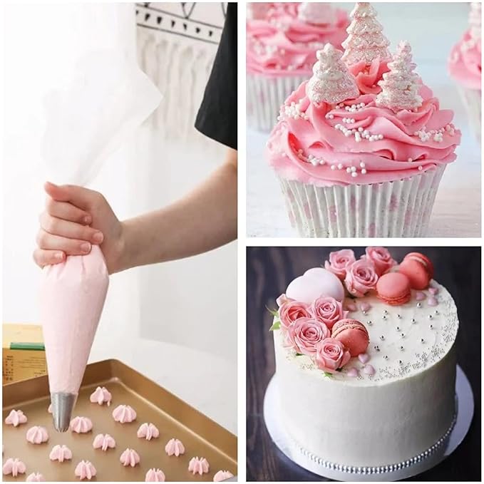 AMBESTAR 24 Inch Extra Large Piping Bags Disposable, Thickened 100Pcs Disposable Clear Plastic Icing Piping Bags, Food Grade Cake Decorating Bags for Dessert, Pastry, Cookies, Cupcake Decorating
