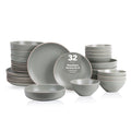 Stone Lain Lauren Stoneware, Rustic Plates and Bowls Set, Dinnerware, Service for 8, Speckled Green, Dishwasher & Microwave Safe, 32-Piece