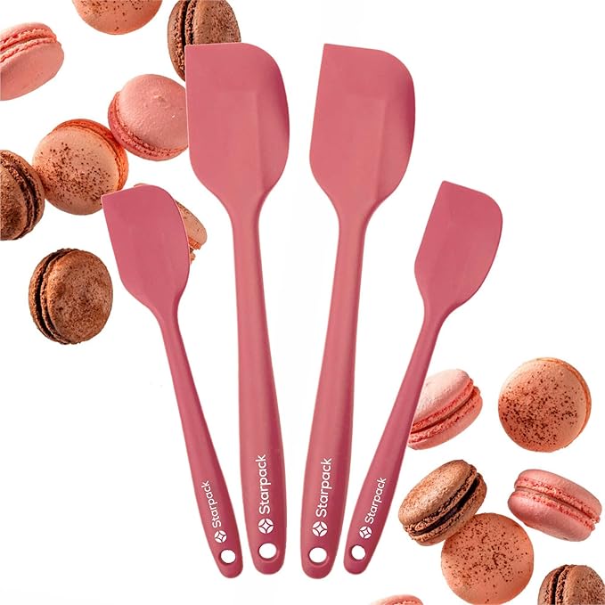 Starpack 'Scrape and Stir' Silicone Rubber Spatula Set (4-Piece) - LFGB Non Toxic, 600°F Heat Resistant, BPA-Free, One-Piece Kitchen Baking Spatulas - Dishwasher Safe for Nonstick Cookware Earthy Pink