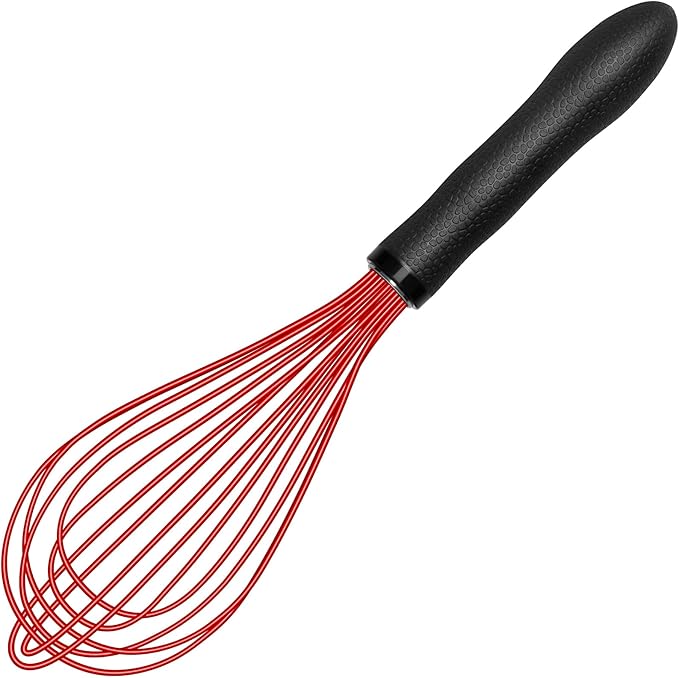 TEEVEA Silicone Whisk 11 Inch, Non-Slip Handle Heat Resistant Non-Scratch