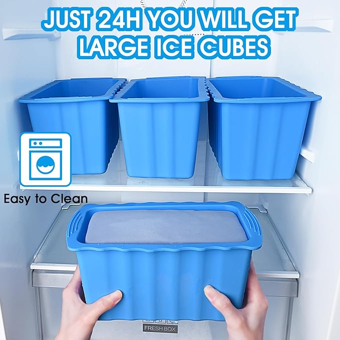 4PC Extra Large Ice Cube Molds, Giant Ice Block Molds, Silicone Ice Maker