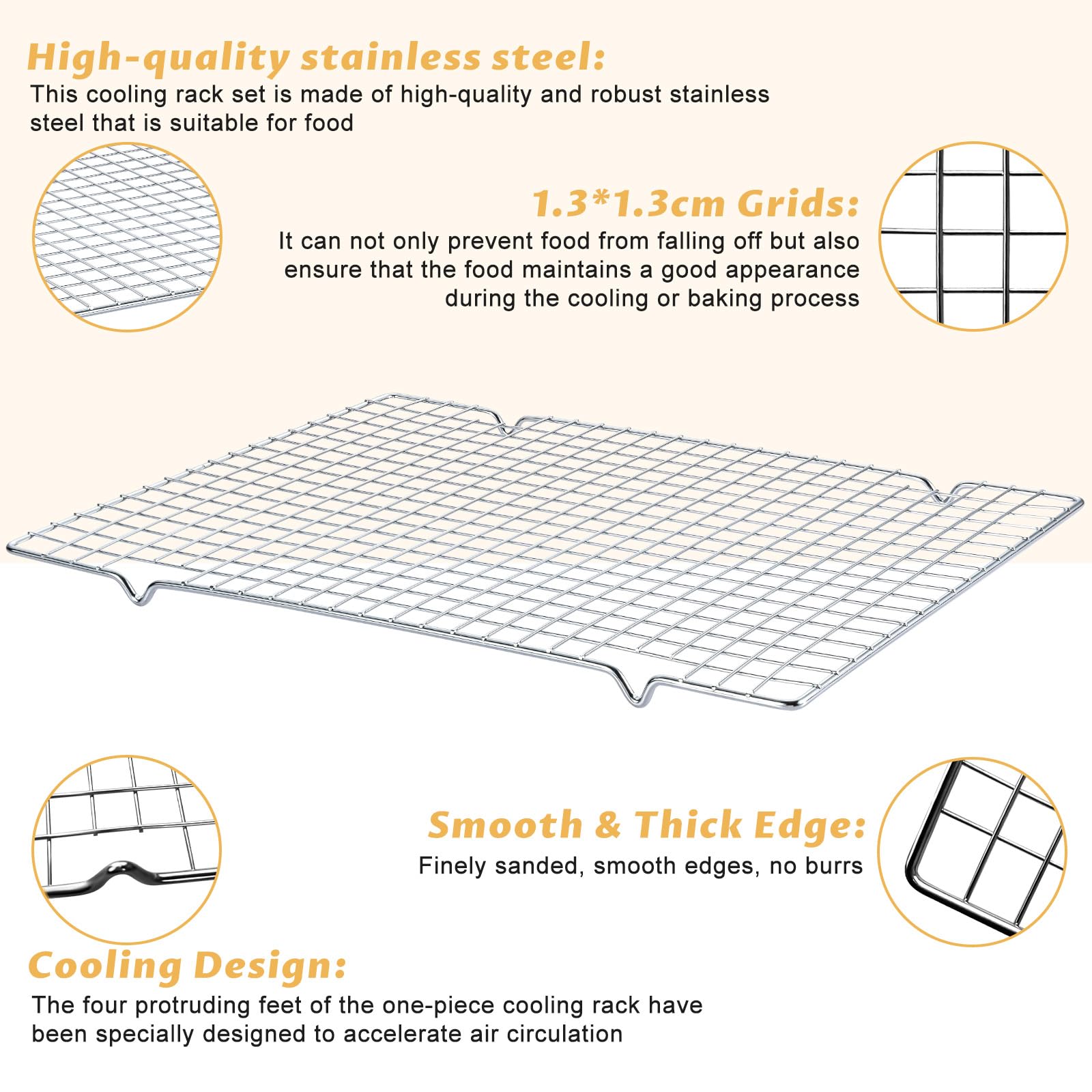 Gymdin Baking Sheet with Cooling Racks - 17'' x 11" x 0.5" Carbon Steel Cookie Sheets for Baking [2 Sheets + 2 Racks], Nonstick Baking Pans, Perfect for Baking, Roasting, and More