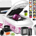 12 Blade All-in-1 Vegetable Chopper Mandoline Slicer with Container, Spiralizer with Containers, Food Chopper, Onion Chopper, Veggie Cutter for Salad, Kitchen Gadgets Accessories Essentials, White
