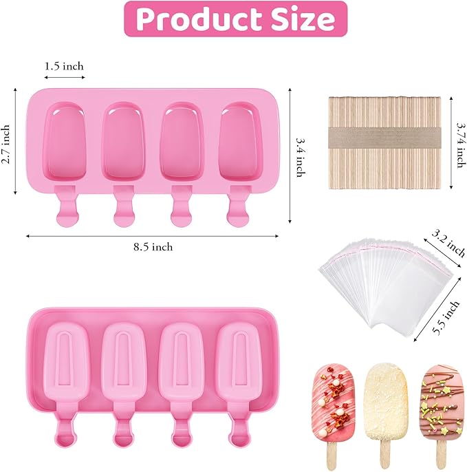 Ouddy Life Popsicle Molds Set of 2, Ice Pop Molds Silicone Cake Pop Mold
