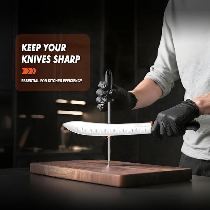 TIVOLI Butcher Knife Set 6 pcs - Game Processing Knife Set 7" Sharpener Rod