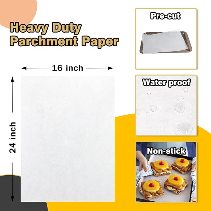 Katbite 500 Pcs Parchment Paper Baking Sheets, 16x24 Inch, Heavy Duty