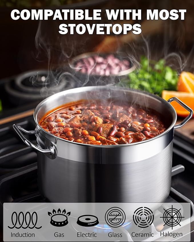 Cooks Standard Professional 8 Quart Stainless Steel Stock Pot with Lid