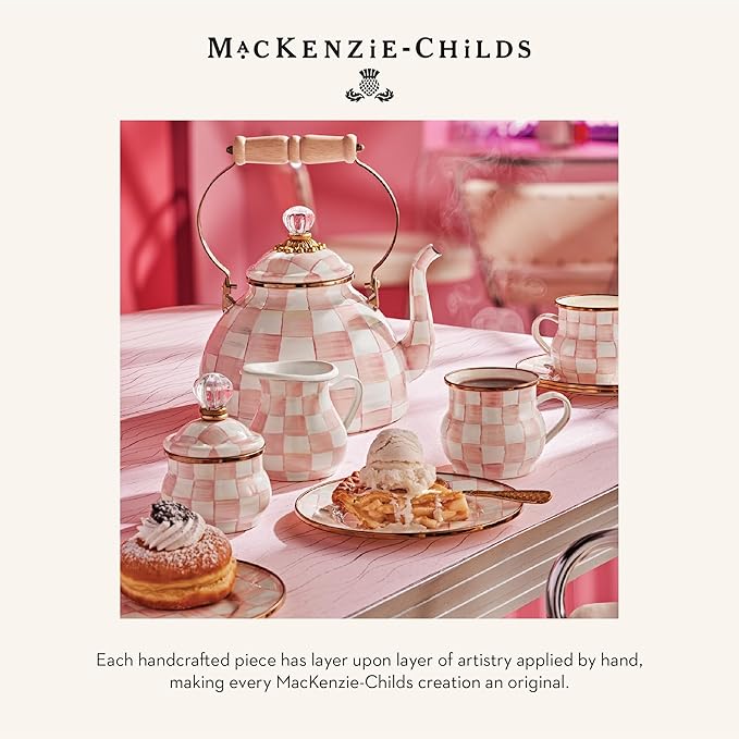 MACKENZIE-CHILDS Enamel Serving Platter, Pink-and-White Rosy Check
