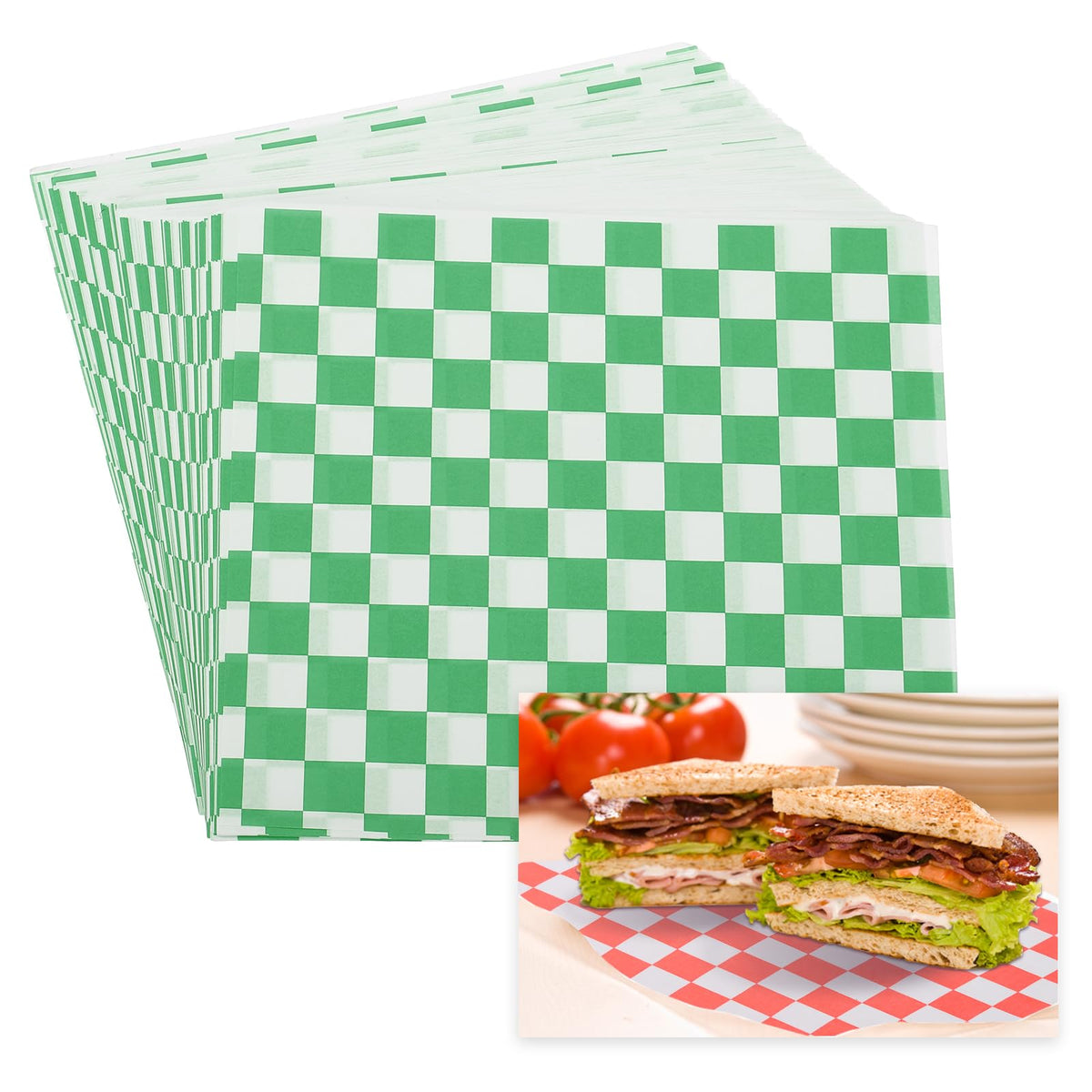 PATIKIL 7.1" x 7.1" Waxed Paper Sheets, 50Pcs Square Pattern Oil-absorbing Dry Food Wrapping Paper for Bakery Coffee Shop Home Baking Kitchen DIY, Red