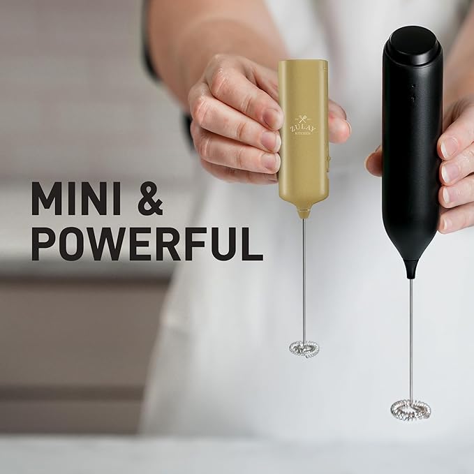 Mini & Mighty Milk Frother Wand – Powerful Handheld Coffee Frother, Battery Operated Drink Mixer – Compact Pocket Size – Detachable Whisk for Latte, Cappuccino, Matcha, Hot Chocolate