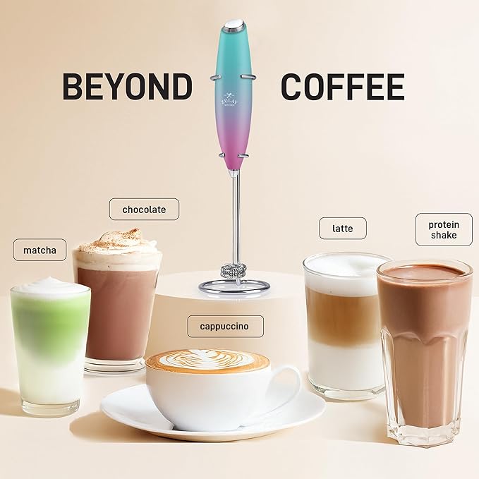 Zulay Powerful Milk Frother for Coffee with Upgraded Titanium Motor - Handheld Electric Whisk, Milk Foamer, Mini Mixer & Coffee Blender for Frappe, Latte, Matcha, No Stand - Orchid Fade