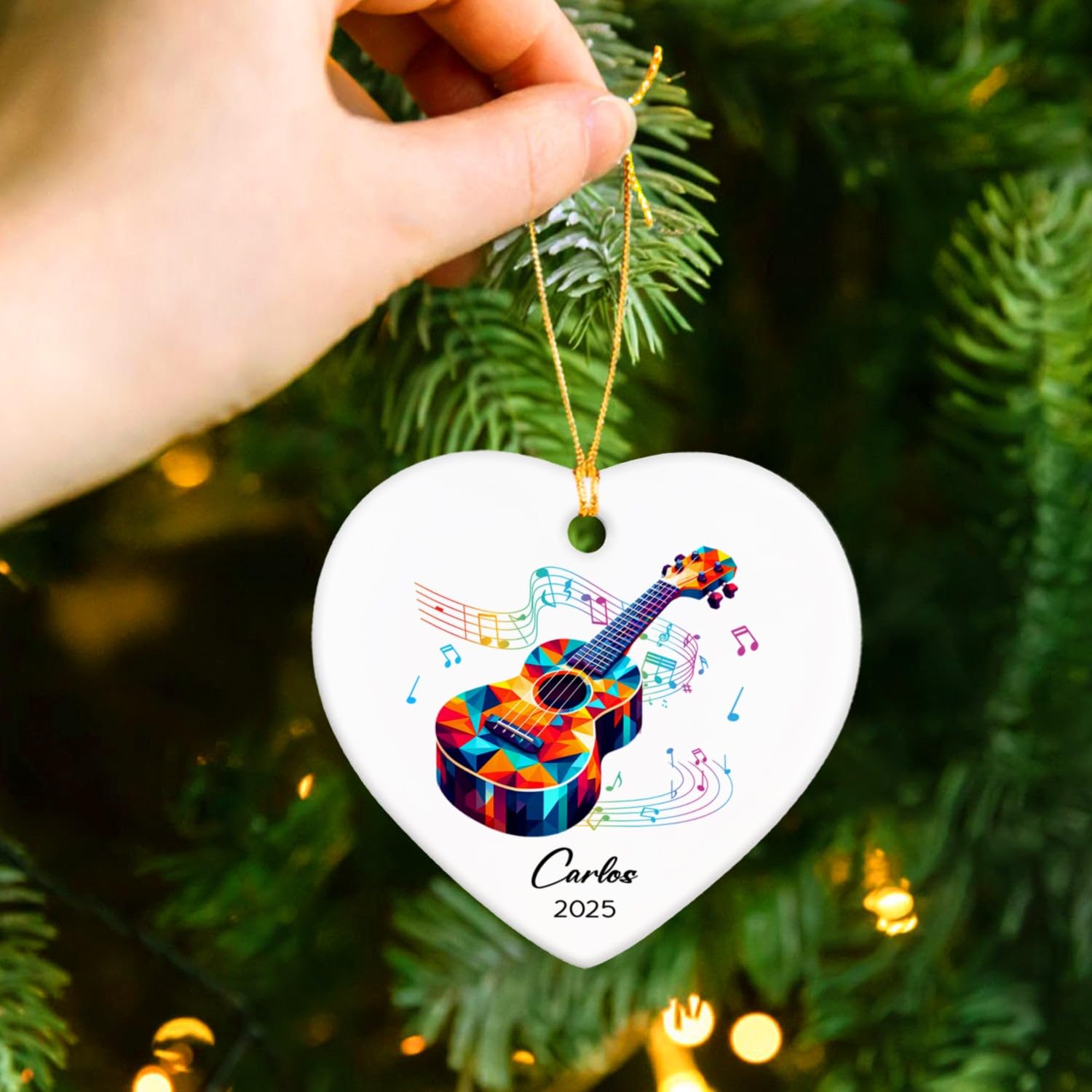 2026 Ukulele Musical Ceramic Ornaments Christmas Tree, Personalized Ukulele Player Ornament Gifts, Musician Ceramic Ornaments, Customized Instrument Xmas Hanging Ornament Keepsake with Name & Year