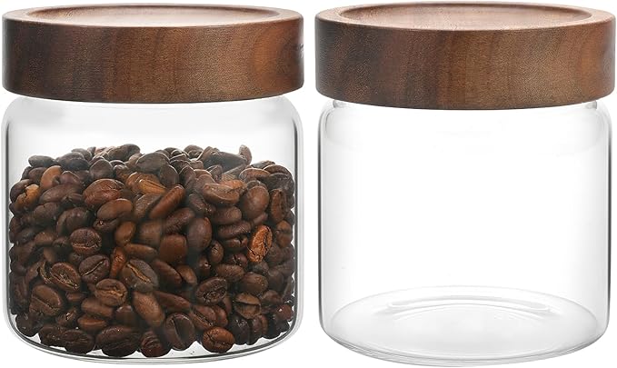 OULOVECO Small Glass Jars With Lids 16oz Spice Jars with Screw Lids Kitchen Clear Glass Storage Canister Container for Salt Herbs Cinnamon Coffee Seasoning Candy Cookie Tea (16oz(500ml)-2 pack)