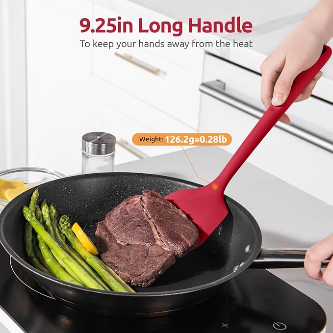 U-Taste Silicone Turner Spatula Set of 2, 13.6" Long/3.7" Wide, Red