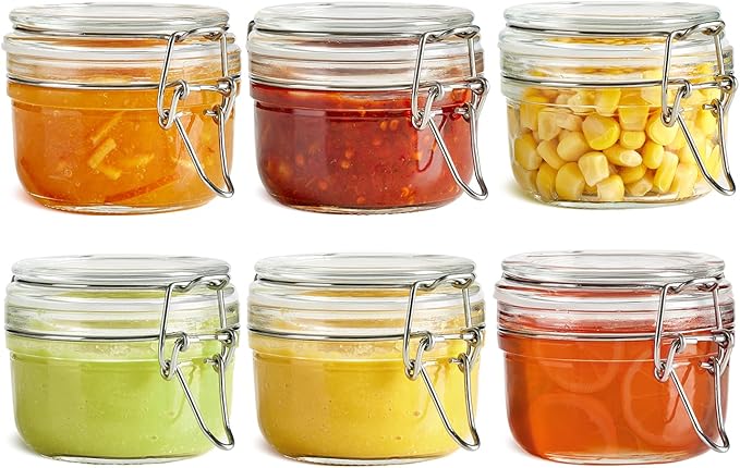 ComSaf Small Mason Glass Jars with Airtight Lids 4 oz 6 Pack Pantry