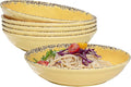 ZAROCRUS Farmhouse Melamine Pasta Bowls Set, 42 OZ Large Salad Bowls Set, 9.25 inch 6 Piece large Soup Bowls,Wide and Shadow Rustic Round Serving bowl, Set of 6 Dinner Bowl,Yellow…