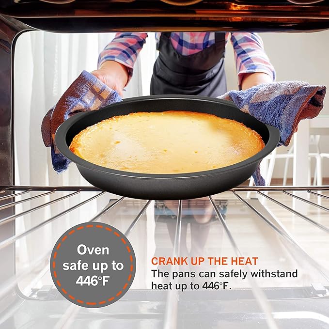 PERLLI Non-Stick 8-Piece Bakeware Set – Carbon Steel with Even Heat Distribution, Oven Safe to 446°F, BPA-Free, Dishwasher Safe, Stackable Baking Tools for Easy Storage and Everyday Cooking - Gray