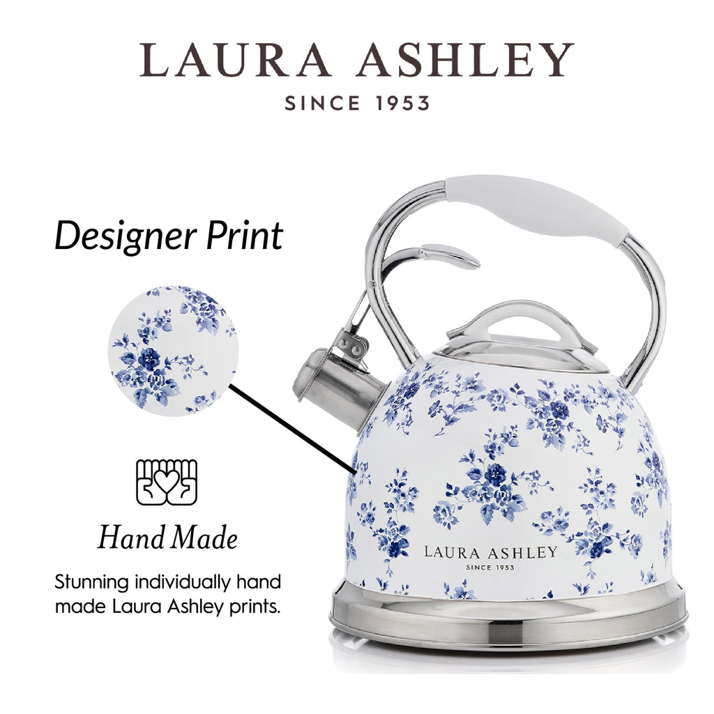 Laura Ashley China Rose Whistling Tea Kettle Stovetop, Tea Pot for Stove