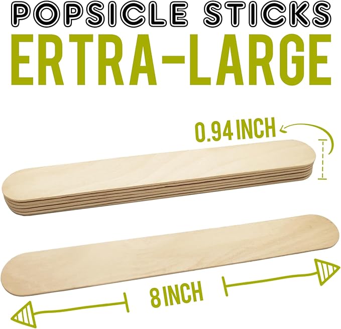 WISYOK 8" Jumbo Craft Sticks, 90Pcs, Extra Large