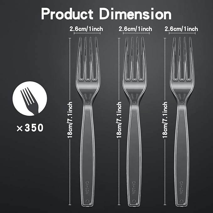 350 Count Clear Plastic forks, Extra Heavy Duty Plastic Forks