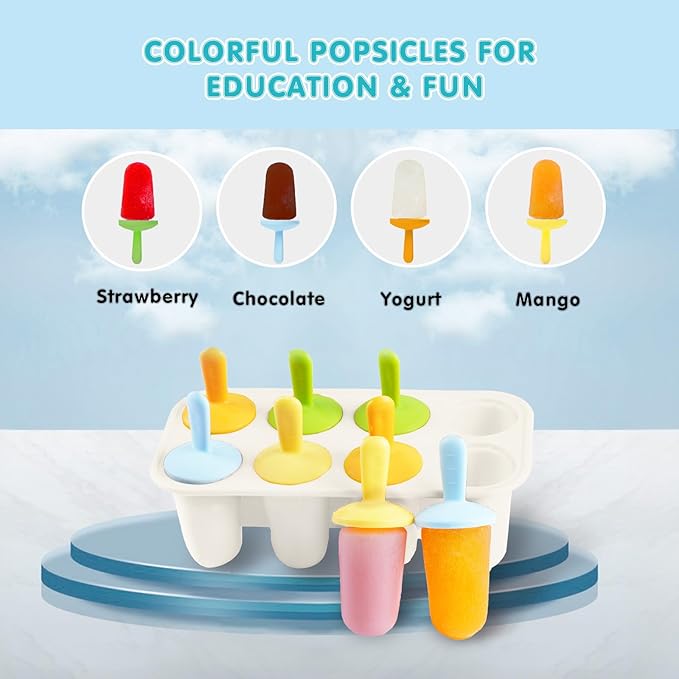 Silicone Popsicle Molds for Toddlers, 8-Cavity Mini Popsicle Molds