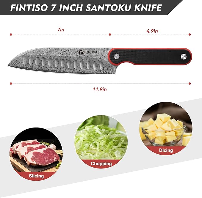 Santoku Knife 7 Inch, 67-Layer Damascus Steel Chef Knife with G10 Handle