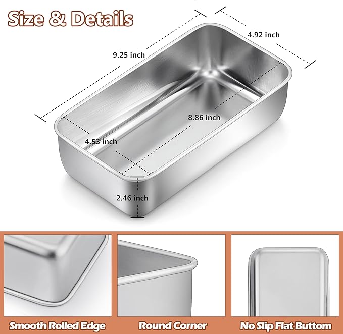 LIANYU Loaf Pans 9x5 Inch, 5 Pack Bread Pans for Baking, Stainless Steel