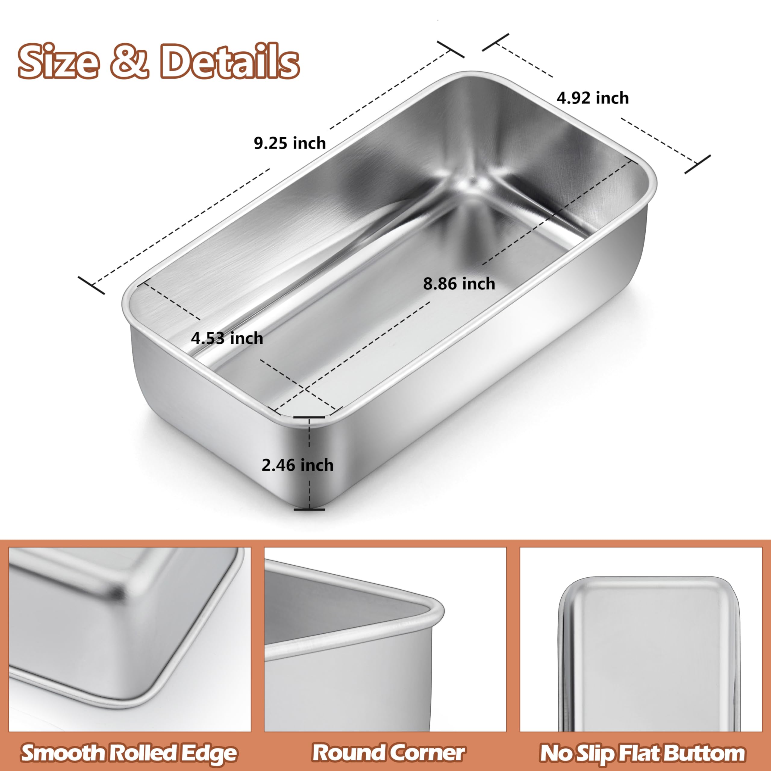 LIANYU 6 Pack Bread Loaf Pans for Baking 9x5 Inch, Meat Bread Baking Pans
