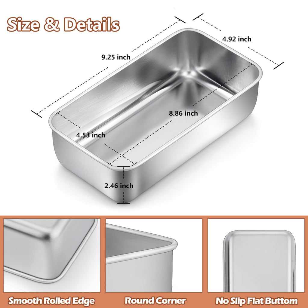 LIANYU Bread Loaf Pans Set of 12, 9x5 Inch Stainless Steel Bread Baking Pan
