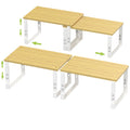 Adjustable Storage Shelves for Kitchen Cabinet Organization - Set of 2 Stackable Metal & Solid Wood Racks, Space-Saving Design for Countertop/Pantry/Garage, Easy Assembly(2 Packs/Medium/White)