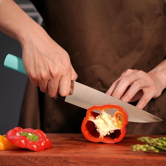 Butterfork 8 Inch Chef Knife, AR-RPM9 Steel & Ergonomic Handle Cooking Knife, Ultra Sharp Professional Kitchen Knife with Oak Sheath, Gift for Home Chefs