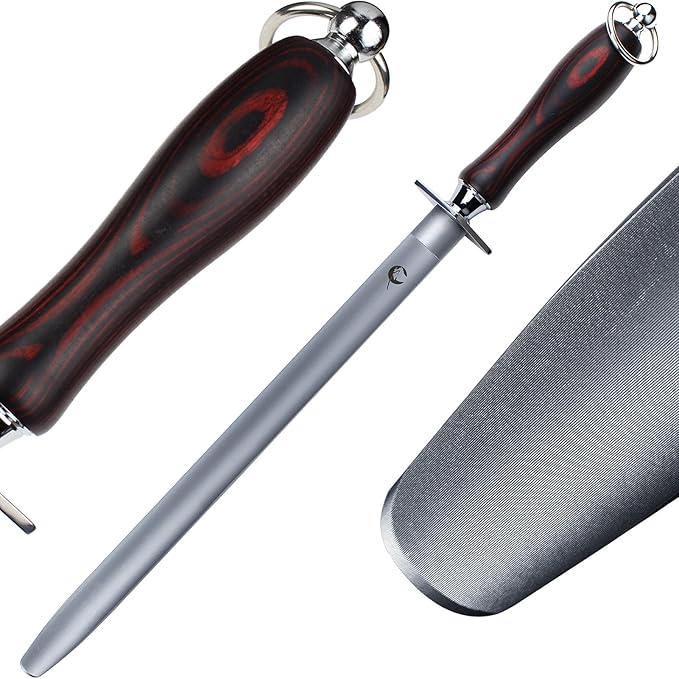 Honing Steel Knife Sharpener Steel Flat 12 IN Rod for Kitchen Knife