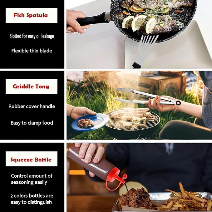 Griddle Accessories Kit of 20, HaSteeL Heavy Duty Metal Spatula Set, Stainless Steel Teppanyaki Tools for Flat Top, Barbecue Grilling Indoor & Outdoor, Melting Dome, Burger Turner, Dishwasher Safe
