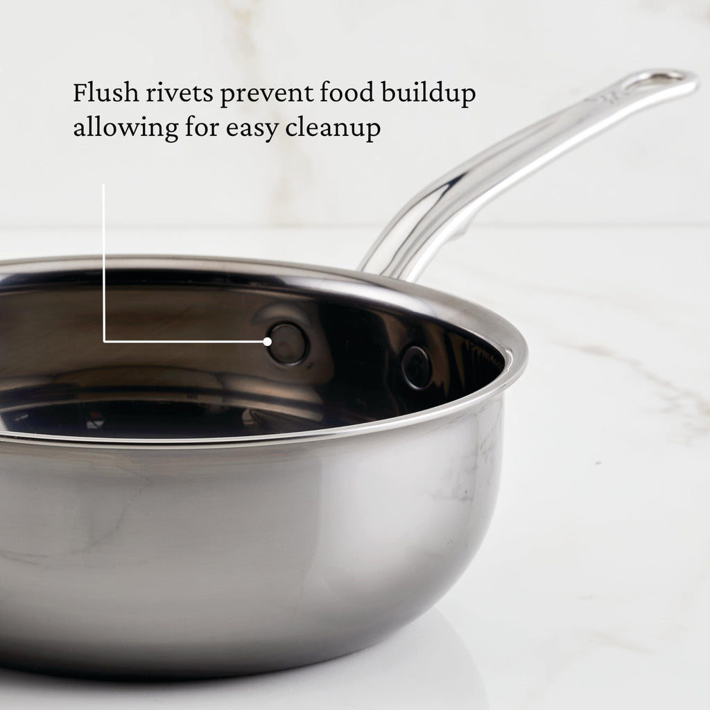 Hestan - NanoBond Collection - Titanium Stainless Steel Saucier Pan with Lid, Induction Cooktop Compatible, 2-Quart