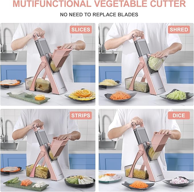 All in 1 Upgraded Version Safe Mandoline Slicer for Kitchen, Veggie Slicer