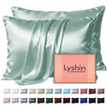 LYSHIN Black Silk Pillowcase Queen Size with Hidden Zipper