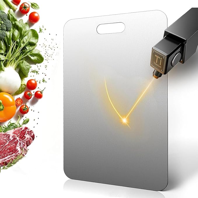 Katori Titanium Cutting Board, 100% Pure Titanium Cutting Boards for Kitchen, Double Sided Non Toxic Cutting Board,Hygiene Durable Chopping Board Suitable for Dishwasher Safe （L)