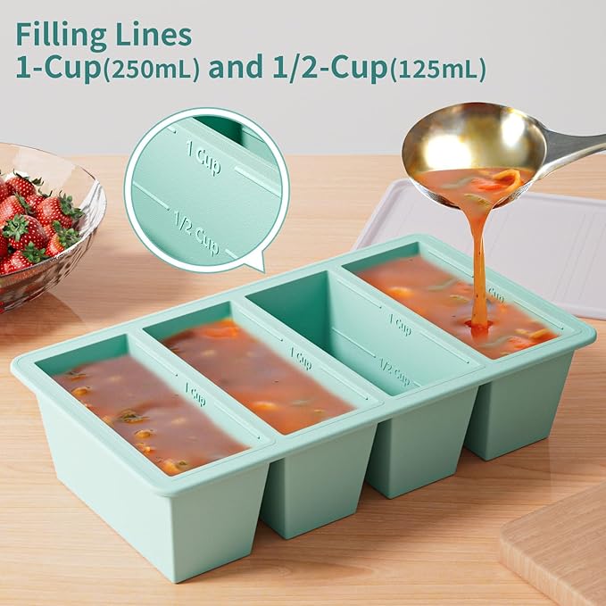 Ice Cube Tray with Lid and Bin: GGOW Silicone Flexible Ice Cube Tray with Lid - Easy Release Ice Trays with Bin - Stackable Ice Cube Maker for Freezer