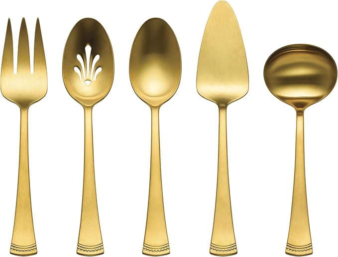 Lenox Portola Gold Satin 5-Piece Silverware Serving Set, Flatware