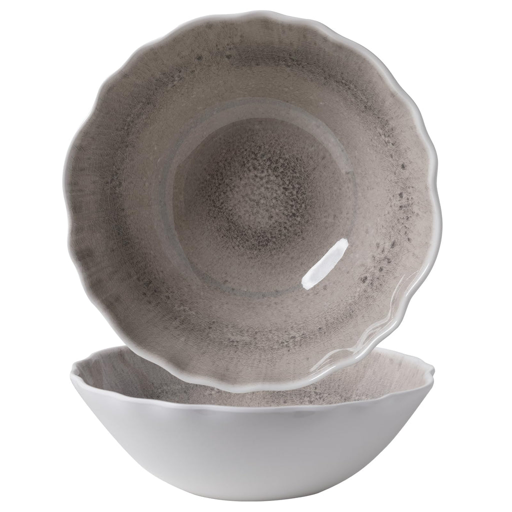 ZAROCRUS Melamine Serving Bowls Set of 2, 12''x4'' Large Salad Bowls, Fruit Bowls, Mixing Bowls, Serving Bowls for Kitchen, Ideal for Prepping and Serving Food, Gray
