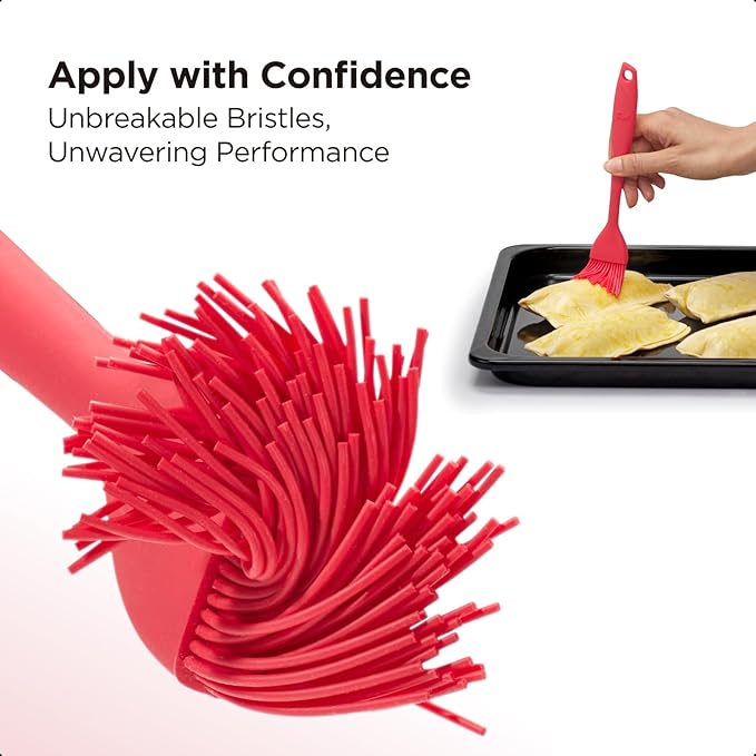 Kitchen Mama WaltzGrip Platinum Silicone Basting Pastry Brush, Red