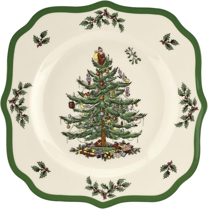 Spode – Christmas Tree – Christmas Tree Scalloped Salad Plate - Set of 4
