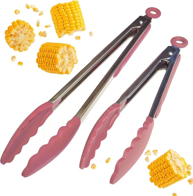 Starpack Get a Grip Silicone Kitchen Tongs (2-Pack, 9" + 12") - LFGB Non Toxic, 600°F Heat Resistant, BPA-Free - Heavy-Duty Stainless Steel, Locking - Dishwasher Safe for Nonstick Cookware