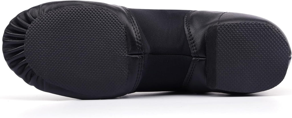 Linodes Unisex 006 PU Leather Upper Slip-on Jazz Shoe for Women and Men's Dance Shoes-Black 6M