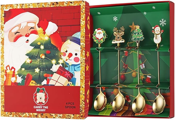 Christmas Cutlery Set (4, Gold, 【4 spoons】)